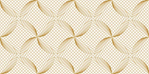 Behang Lijnpatroon abstracte gouden luxe kleur naadloos op witte achtergrond. © Nucharin