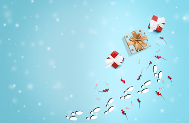 Illustration of christmas gifts in the snow