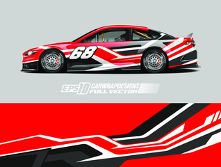 Race car wrap designs. Abstract racing and sport background for car livery. Full vector eps 10.