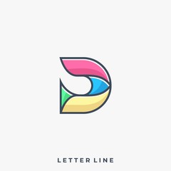 Letter D Colorful Illustration Vector Template