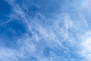 Blue sky with clouds on a clear day and good weather in the morning, fluffy and soft white clouds