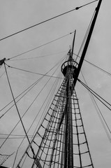 Obraz premium Ship sail grid in black and white colors . Nort of Portugal