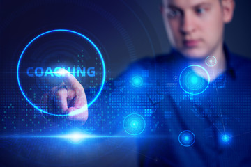 Business, Technology, Internet and network concept. Coaching mentoring education business training development E-learning concept.