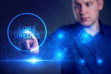 Business, Technology, Internet and network concept. Core values responsibility ethics goals company concept.