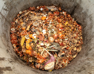 Food waste in a concrete container