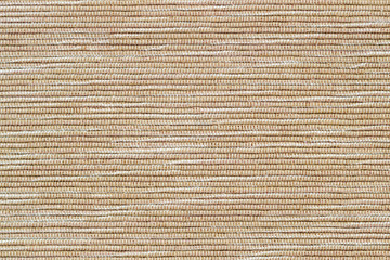 Sackcloth or burlap background with visible striped horizontal texture, cream beige color, pattern...