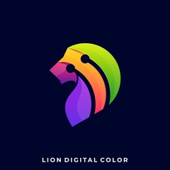 Lion Head Colorful, Modern art style Illustration Vector Template