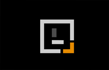 black white orange square letter L alphabet logo design icon for company