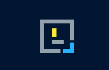 blue yellow letter L alphabet logo design icon for business