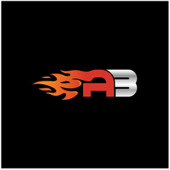 Initial Letter AB Logo Design with Fire Element