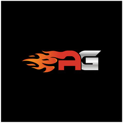 Initial Letter AG Logo Design with Fire Element 