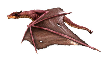 3D Rendering Fairy Tale Dragon on White