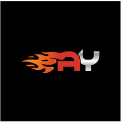 Initial Letter AY Logo Design with Fire Element 