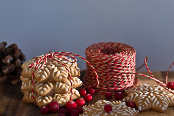 Christmas cookies with festive decoration/Merry Christmas and Happy New Year