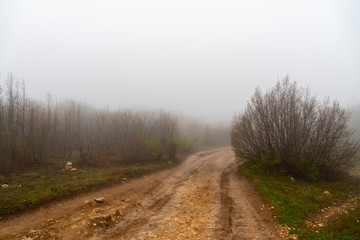Fototapeta premium Mud and clay on a rural road in the rain