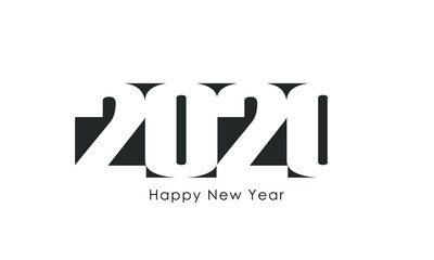 2020 with wishes Happy New Year graphic logo text design. Business style. Template 2020 isolated on white background. Vector illustration
