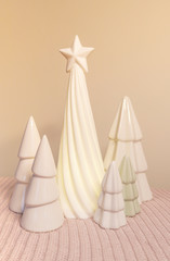 Christmas and New Year decorations for the home. Christmas star and Christmas tre