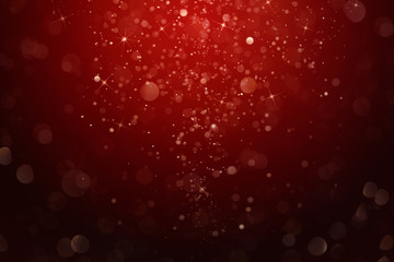 Abstract, defocused red, gold glittering christmas background with copy space