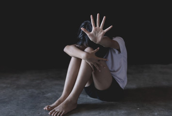 traumatized children concept. stop violence and abused children.