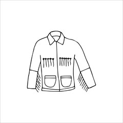 Hand drawn cowboy jacket Isolated on a white background. Vector illustration