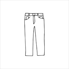Hand drawn jeans Isolated on a white background. Vector illustration