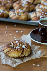 Swedish cinnamon bun with coffee.