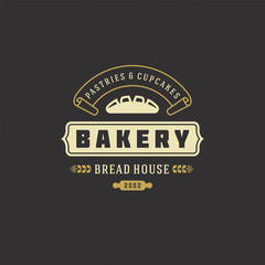 Obraz premium Bakery badge or label retro vector illustration bread or loaf silhouette for bakehouse.