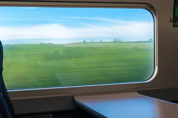 Fotobehang Olijf Abstract landscape from train window  © Shmel