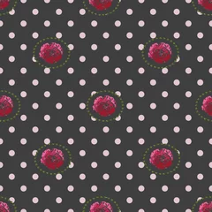 Fotobehang Colorful flower and dots seamless pattern print background design © Doeke