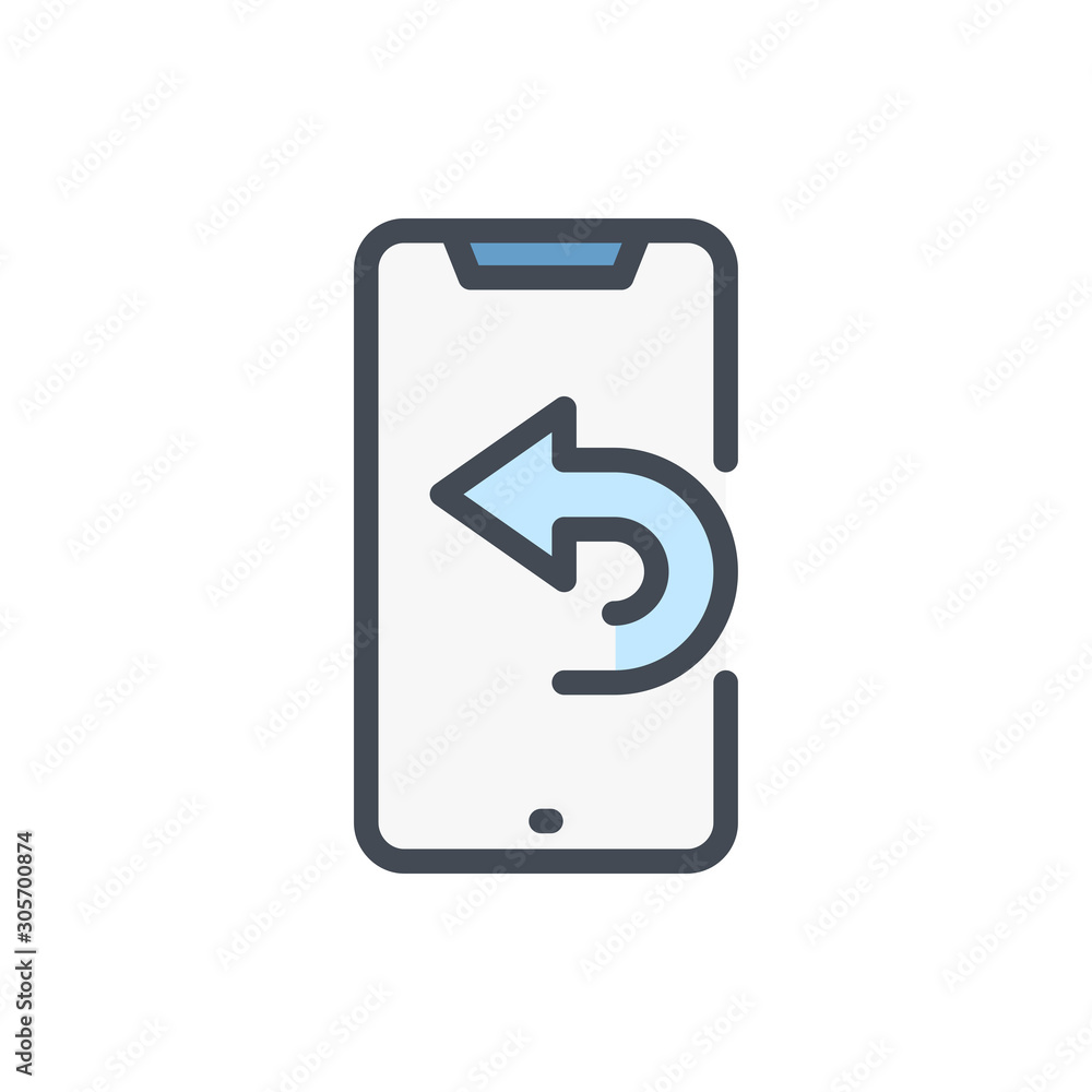Poster mobile phone and missed call color line icon. callback request vector outline colorful sign.