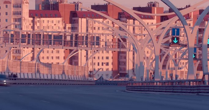 New stylish expressway Western Speed Diameter in St. Petersburg, four-lane road is capable of passing a large amount of transport