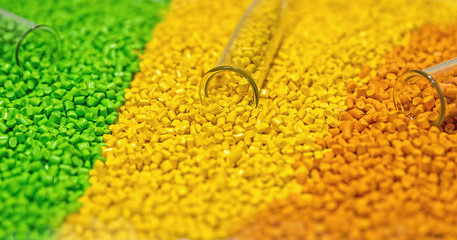 Polymeric dye. Colorant for plastics. Pigment in the granules.
