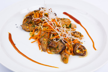 Oriental-style meat salad with carrot