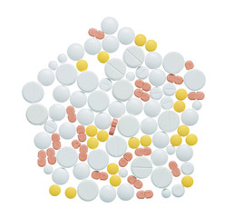 Colorful Medical Pills isolated on white background with place for your text