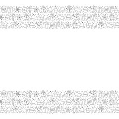 Christmas background with festive icons. Xmas decorations. Vector