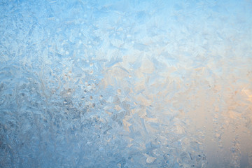 beautiful winter texture patterns of frost on window