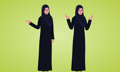 Arabic Muslim Woman Vector Set