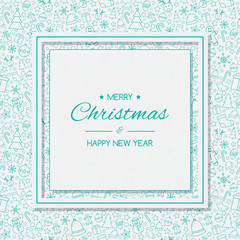 Simple Christmas card with greetings and decorations. Vector
