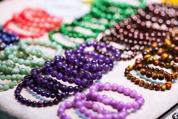 Homemade Female Beads Are Made Of Striped Stones