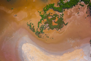 Fototapeta premium Aerial view of national reserve in south of Gambia, West Africa. Photo made by drone from above.