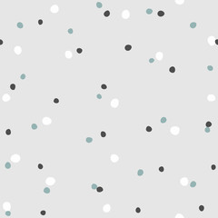 Seamless pattern with scattered round spots. Simple repeated print. Vector illustration.