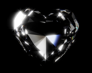 Diamond heart gem contour in the dark - 3D Illustration