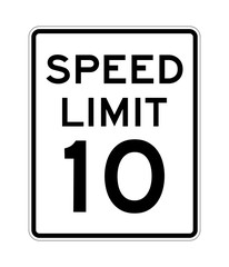 Speed limit 10 road sign in USA