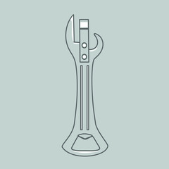 Can opener, clip-art on a gray isolated background in vintage monochrome style