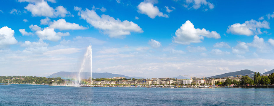 Geneva lake and Jet fountain in Geneva