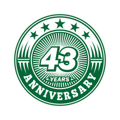 43 years logo. Forty-three years anniversary celebration logo design. Vector and illustration.