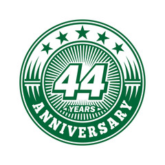 44 years logo. Forty-four years anniversary celebration logo design. Vector and illustration.