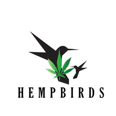 simple and elegant logo design with birds and hemp leaf for your healthy brand symbol.