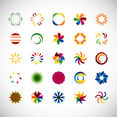 Abstract Circle Icon Set. Vector Isolated On Gray. Abstract Circle For Company Symbol, Dot Logo, Technology Icon And Element Design.Creative Circle Icons For Dot And Tech Logo. Abstract Round Template