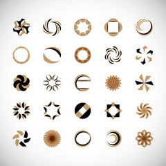 Abstract Circle Icon Set. Vector Isolated On Gray. Abstract Circle For Company Symbol, Dot Logo, Technology Icon And Element Design.Creative Circle Icons For Dot And Tech Logo. Abstract Round Template